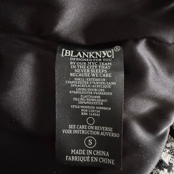 BLANK NYC Women Puffer BlackWhite Metallic Houndstooth Wrap Outerwear Coat-SMALL - Picture 3 of 14